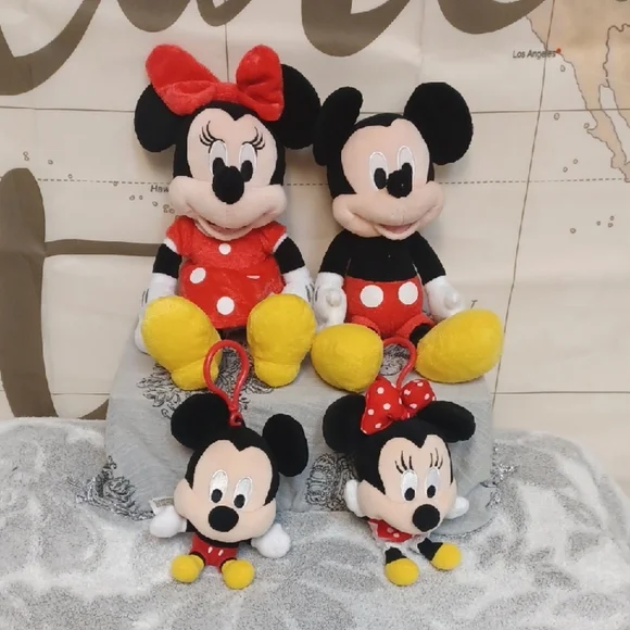 Disney 4 Piece Pack Mickey and Minnie Mouse Plush Toy Set - Red, Yellow, Black - Picture 1 of 6